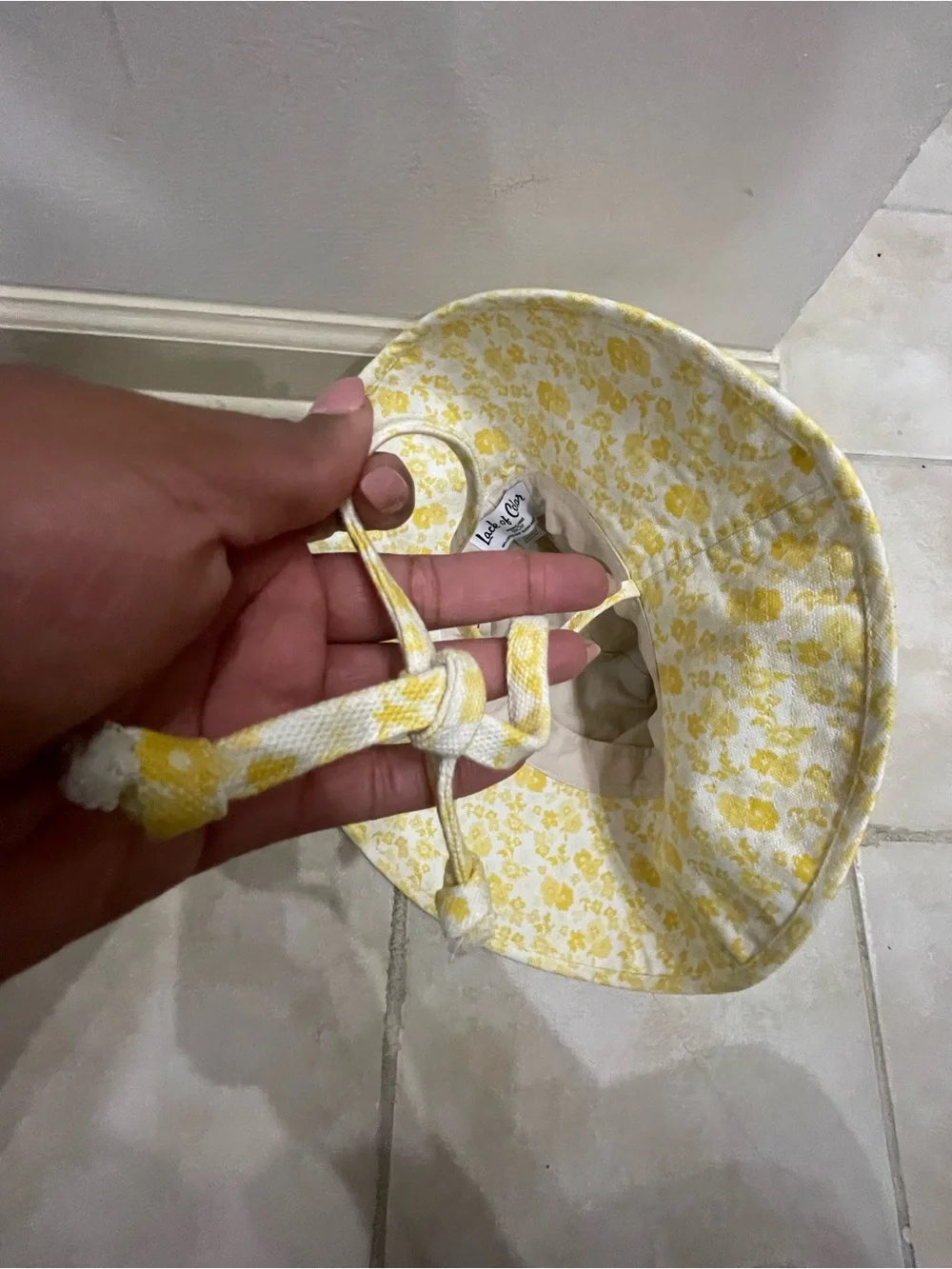 Lack of Color Yellow Floral Sun Hat with Chin Ties M/L